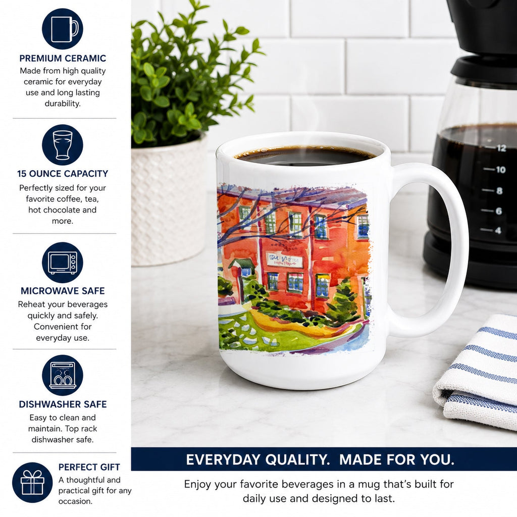 Harbour Ceramic Coffee Mug 15 oz Decorative Large C Handle Mug Cup for Tea, Cocoa Hot Chocolate