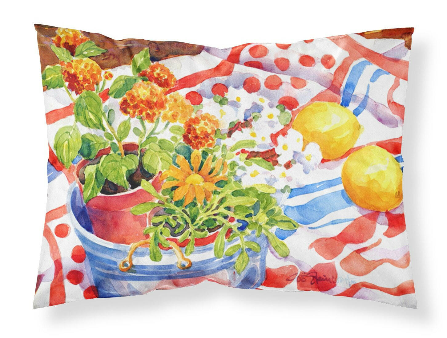 Flowers with a side of lemons Standard Pillowcase Lightweight Super Soft Easy Care Decorative Artwork Pillowcase, Standard