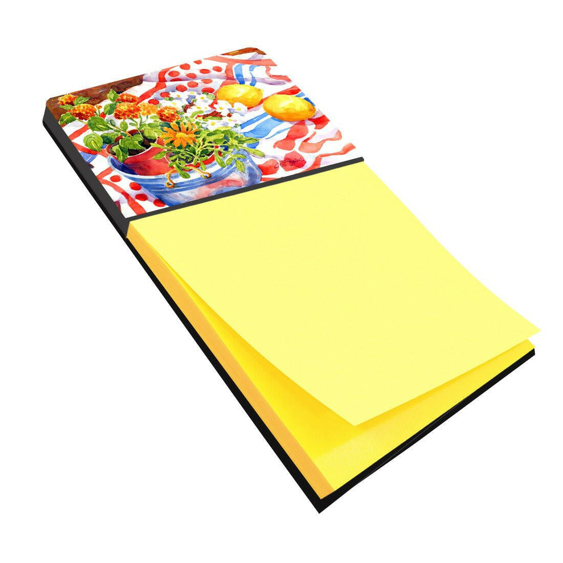 Flowers with a side of lemons Watercolor Sticky Note Holder Refillable Dispenser Desk Accessory 3x3 Pad Gift