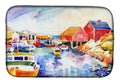 Boats at Harbour with a view Dish Drying Mat Absorbent Dish Drying Mat Pad for Kitchen Counter Dish Drainer Mat for Countertop, 14 x 21", Multicolor