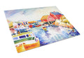 Boats at Harbour with a view Cutting Board Tempered Glass Kitchen Cutting Surface, Heat Resistant Chopping, Non-Slip Feet, Food Prep & Serving