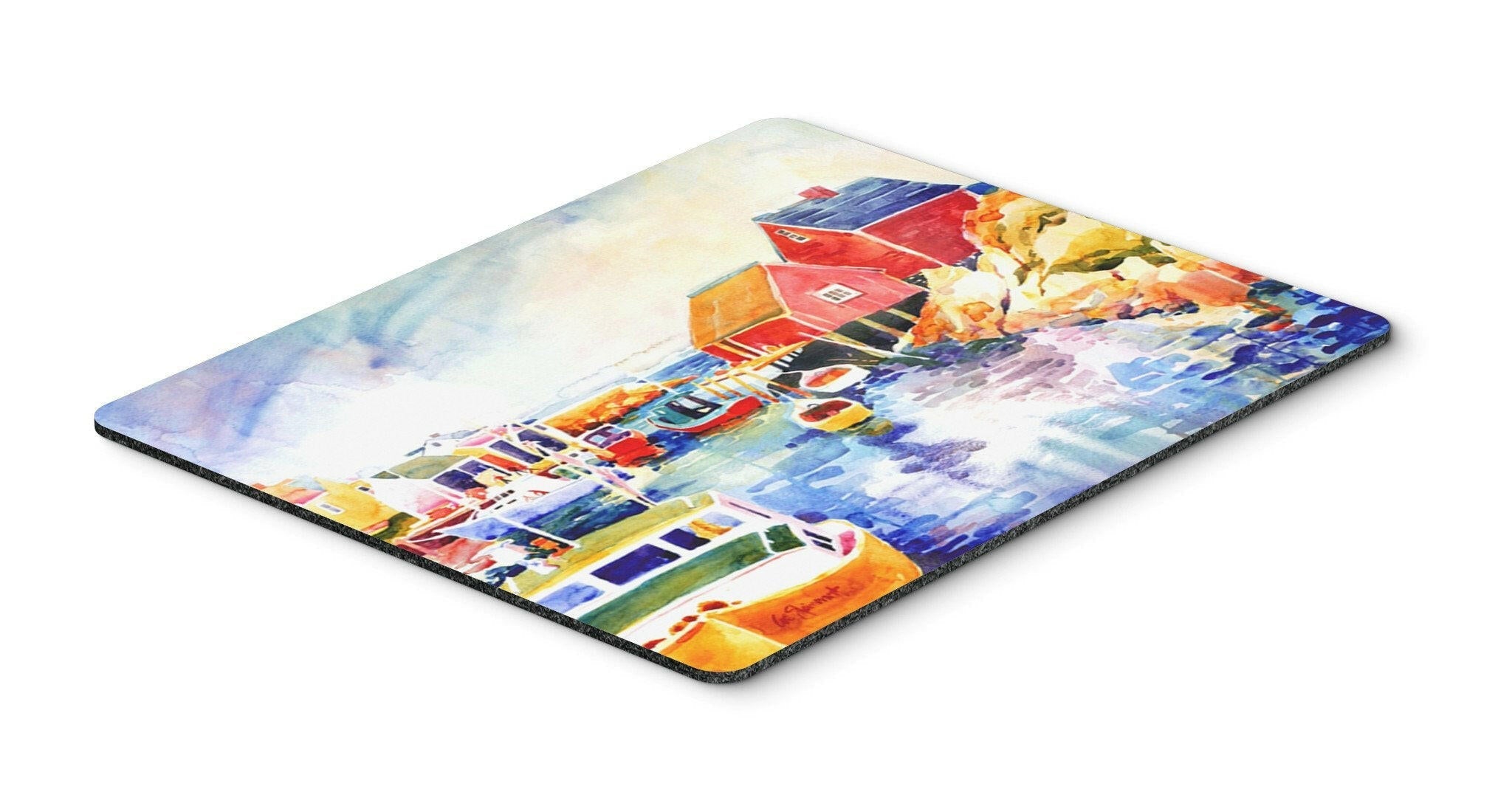 Boats at Harbour with a view Mouse Pad, Heat Resistant Trivet Hot Pad , Non Slip Rubber Desk Mat, Kitchen Counter Protector, Home Office Decor Gift