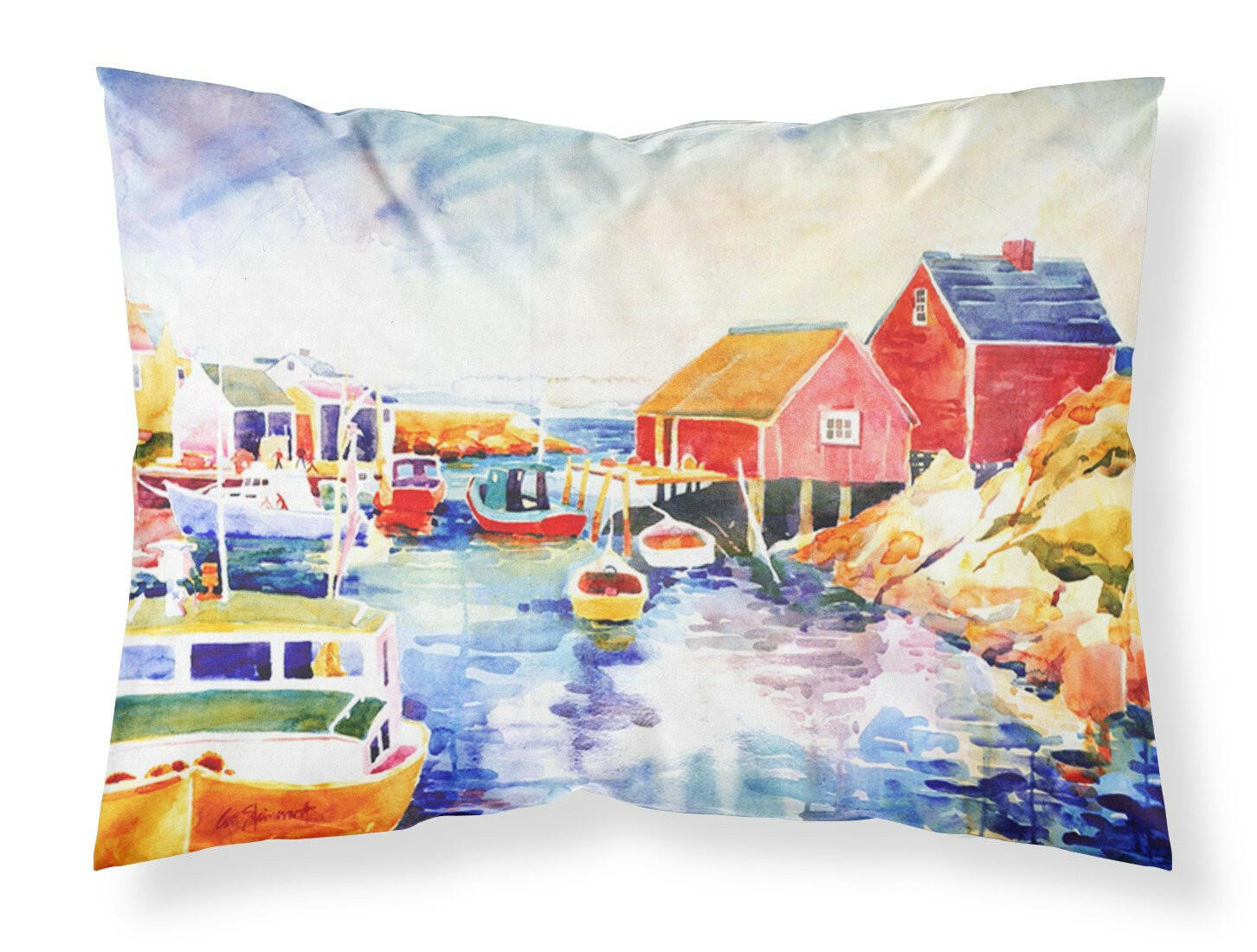 Boats at Harbour with a view Standard Pillowcase Lightweight Super Soft Easy Care Decorative Artwork Pillowcase, Standard
