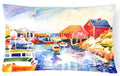 Boats at Harbour with a view Decorative Throw Pillow 12x16 Indoor Outdoor Accent Cushion, Fabric Cover with Insert for Sofa, Bed, Porch & Living Room