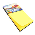Boats at Harbour with a view Watercolor Sticky Note Holder Refillable Dispenser Desk Accessory 3x3 Pad Gift