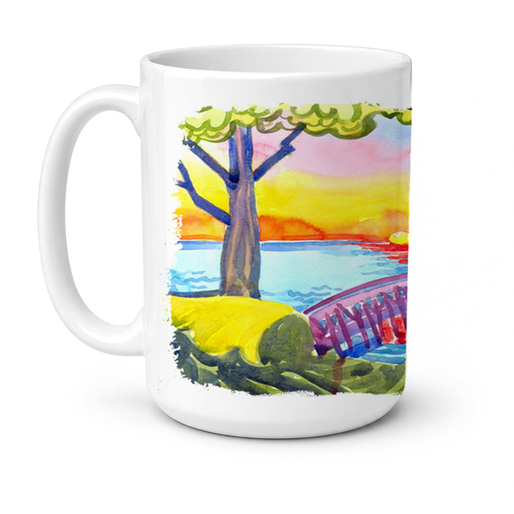 Dock at the pier Ceramic Coffee Mug 15 oz Decorative Large C Handle Mug Cup for Tea, Cocoa Hot Chocolate