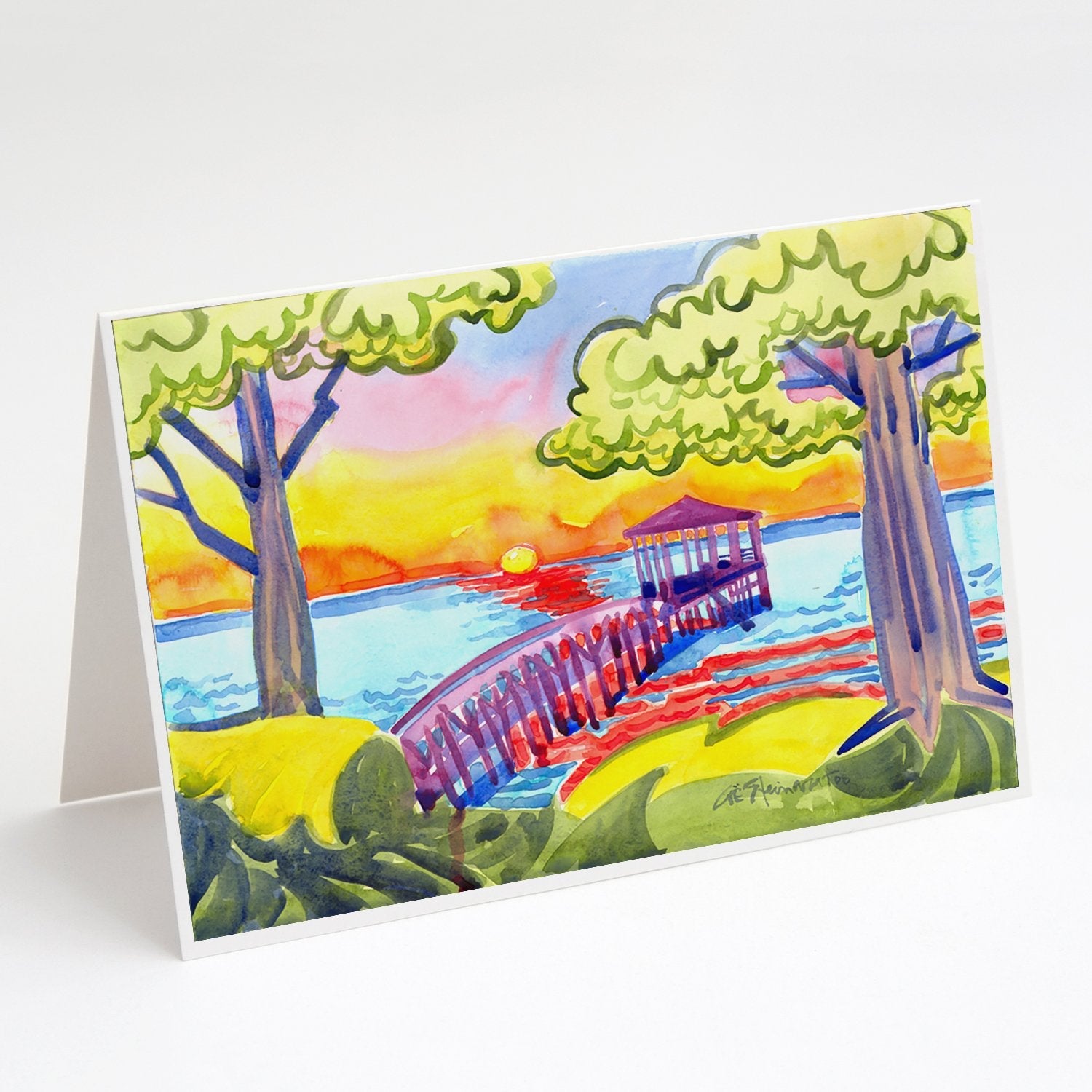 Dock at the pier Greeting Cards Pack of 8 Blank Cards with Envelopes Whimsical A7 Size 5x7