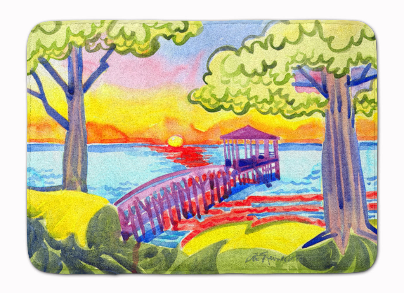 Dock at the pier Memory Foam Kitchen Mat Machine Washable Anti-Fatigue Cushion Comfort Bath or Kitchen Rug