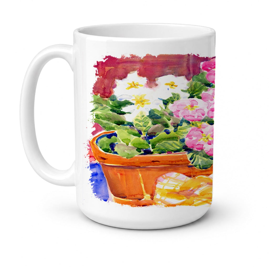 Flower - Primroses Ceramic Coffee Mug 15 oz Decorative Large C Handle Mug Cup for Tea, Cocoa Hot Chocolate