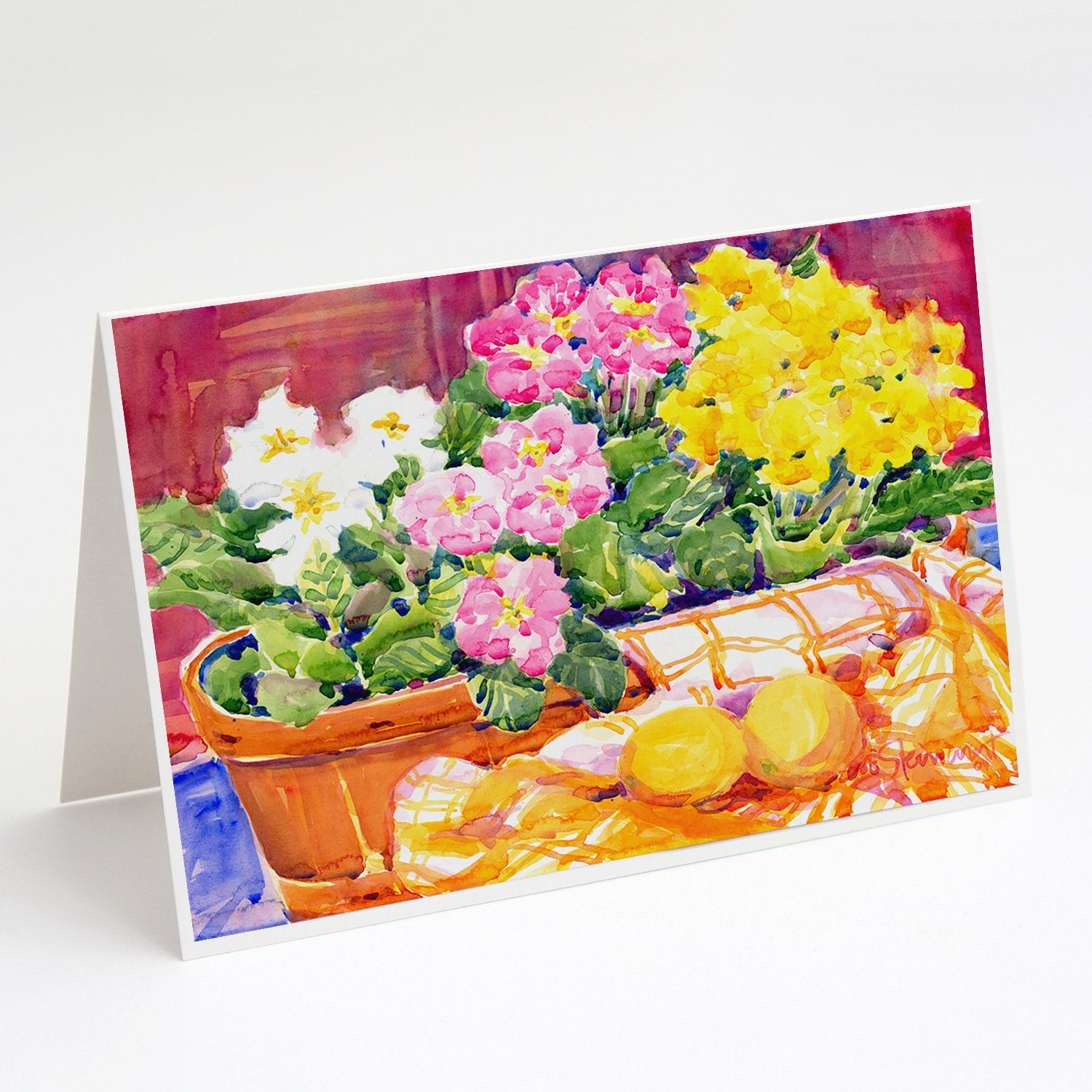 Flower - Primroses Greeting Cards Pack of 8 Blank Cards with Envelopes Whimsical A7 Size 5x7