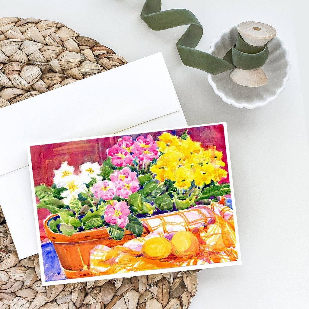 Flower - Primroses Greeting Cards Pack of 8 Blank Cards with Envelopes Whimsical A7 Size 5x7