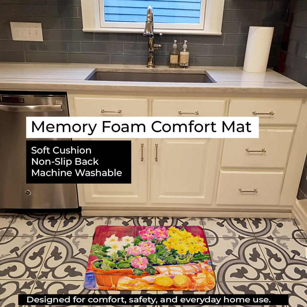 Flower - Primroses Memory Foam Kitchen Mat Machine Washable Anti-Fatigue Cushion Comfort Bath or Kitchen Rug