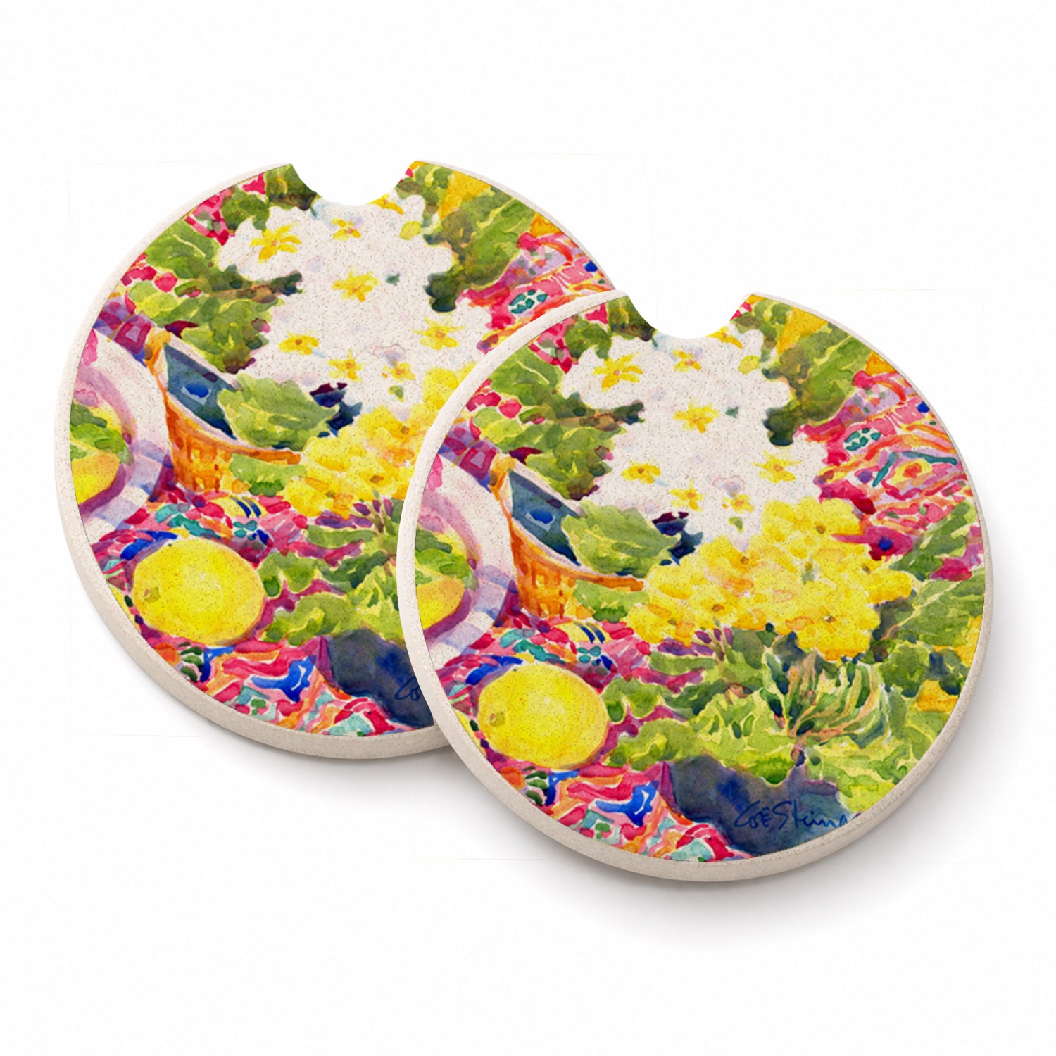 Flower - Primroses Set of 2 Cup Holder Car Coasters Absorbent Round Sandstone Coasters Gifts for Men or Women, 2.5, Multicolor