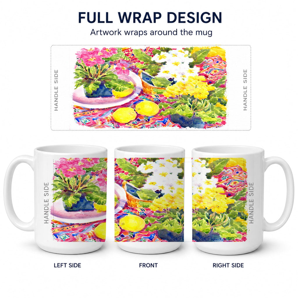 Flower - Primroses Ceramic Coffee Mug 15 oz Decorative Large C Handle Mug Cup for Tea, Cocoa Hot Chocolate