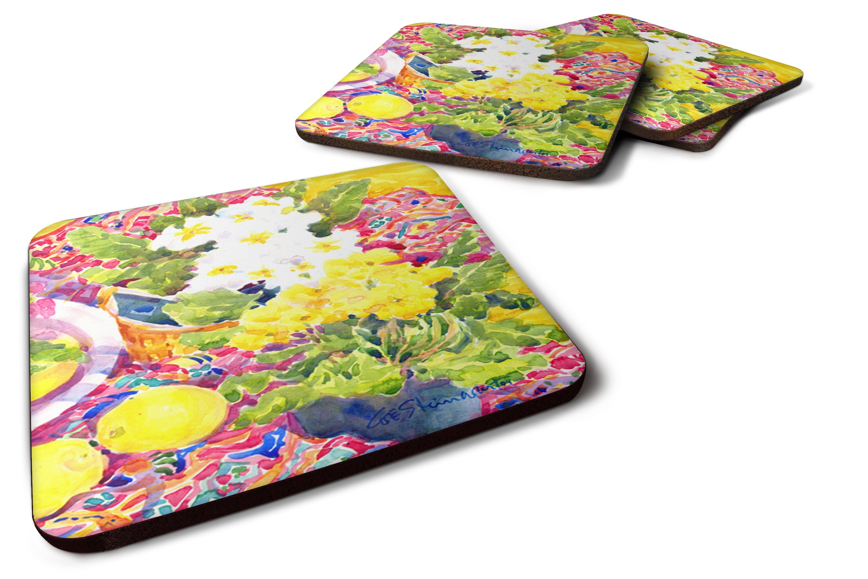 Flower - Primroses Foam Coasters Set of 4 Cup Coasters for Indoor Outdoor, Tabletop Protection, Anti Slip, Mouse pad Material
