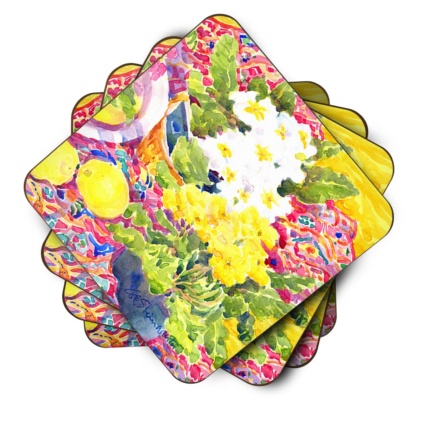 Flower - Primroses Foam Coasters Set of 4 Cup Coasters for Indoor Outdoor, Tabletop Protection, Anti Slip, Mouse pad Material