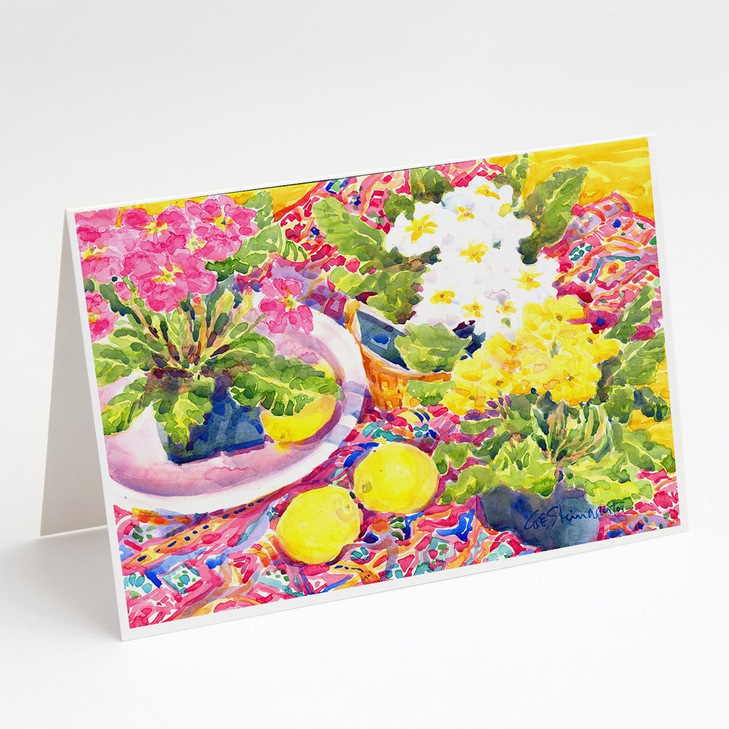 Flower - Primroses Greeting Cards Pack of 8 Blank Cards with Envelopes Whimsical A7 Size 5x7