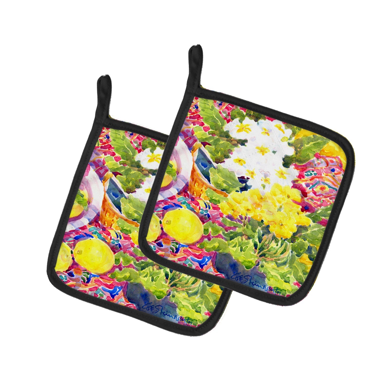 Flower - Primroses Pot Holder Set of 2 Heat Resistant Quilted Hot Pads 7.5 x 7.5 Inch, Insulated Kitchen Trivets for Cooking & Baking