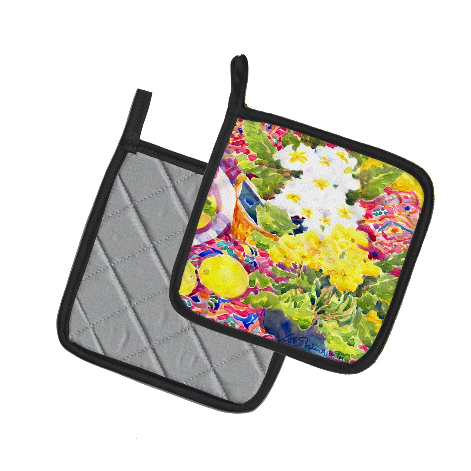 Flower - Primroses Pot Holder Set of 2 Heat Resistant Quilted Hot Pads 7.5 x 7.5 Inch, Insulated Kitchen Trivets for Cooking & Baking