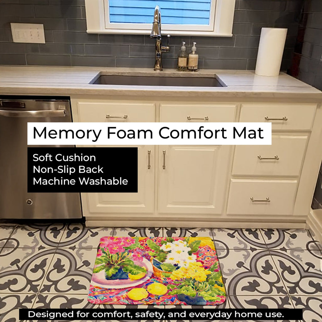 Flower - Primroses Memory Foam Kitchen Mat Machine Washable Anti-Fatigue Cushion Comfort Bath or Kitchen Rug