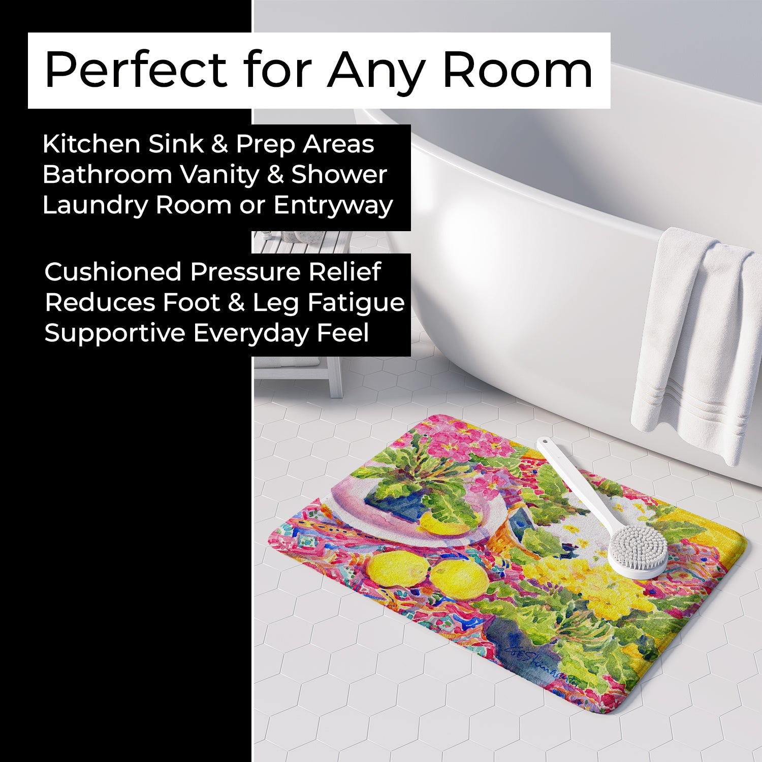 Flower - Primroses Memory Foam Kitchen Mat Machine Washable Anti-Fatigue Cushion Comfort Bath or Kitchen Rug