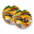 Golf Clubs Golfer Set of 2 Cup Holder Car Coasters Absorbent Round Sandstone Coasters Gifts for Men or Women, 2.5, Multicolor