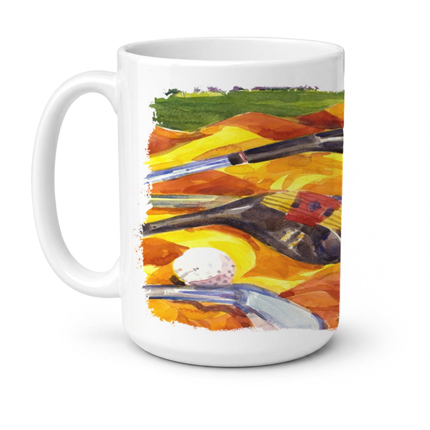 Golf Clubs Golfer Ceramic Coffee Mug 15 oz Decorative Large C Handle Mug Cup for Tea, Cocoa Hot Chocolate