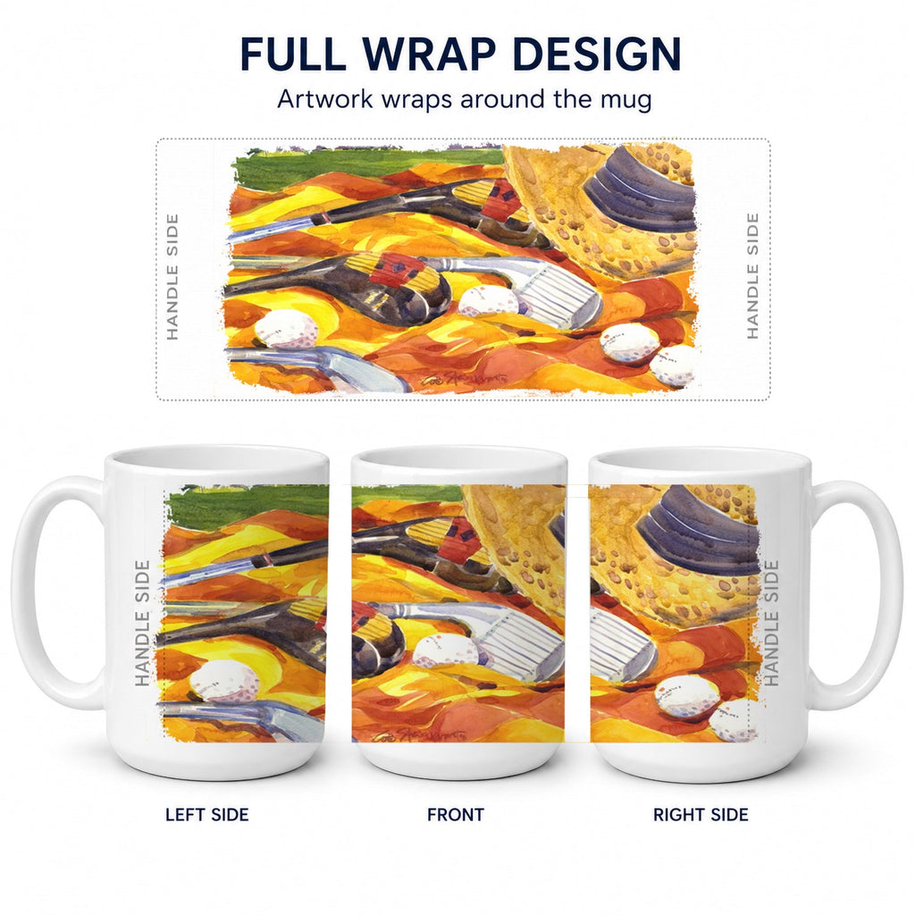 Golf Clubs Golfer Ceramic Coffee Mug 15 oz Decorative Large C Handle Mug Cup for Tea, Cocoa Hot Chocolate