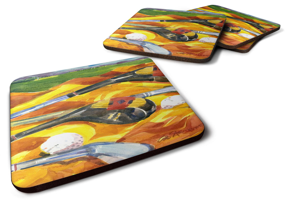 Golf Clubs Golfer Foam Coasters Set of 4 Cup Coasters for Indoor Outdoor, Tabletop Protection, Anti Slip, Mouse pad Material
