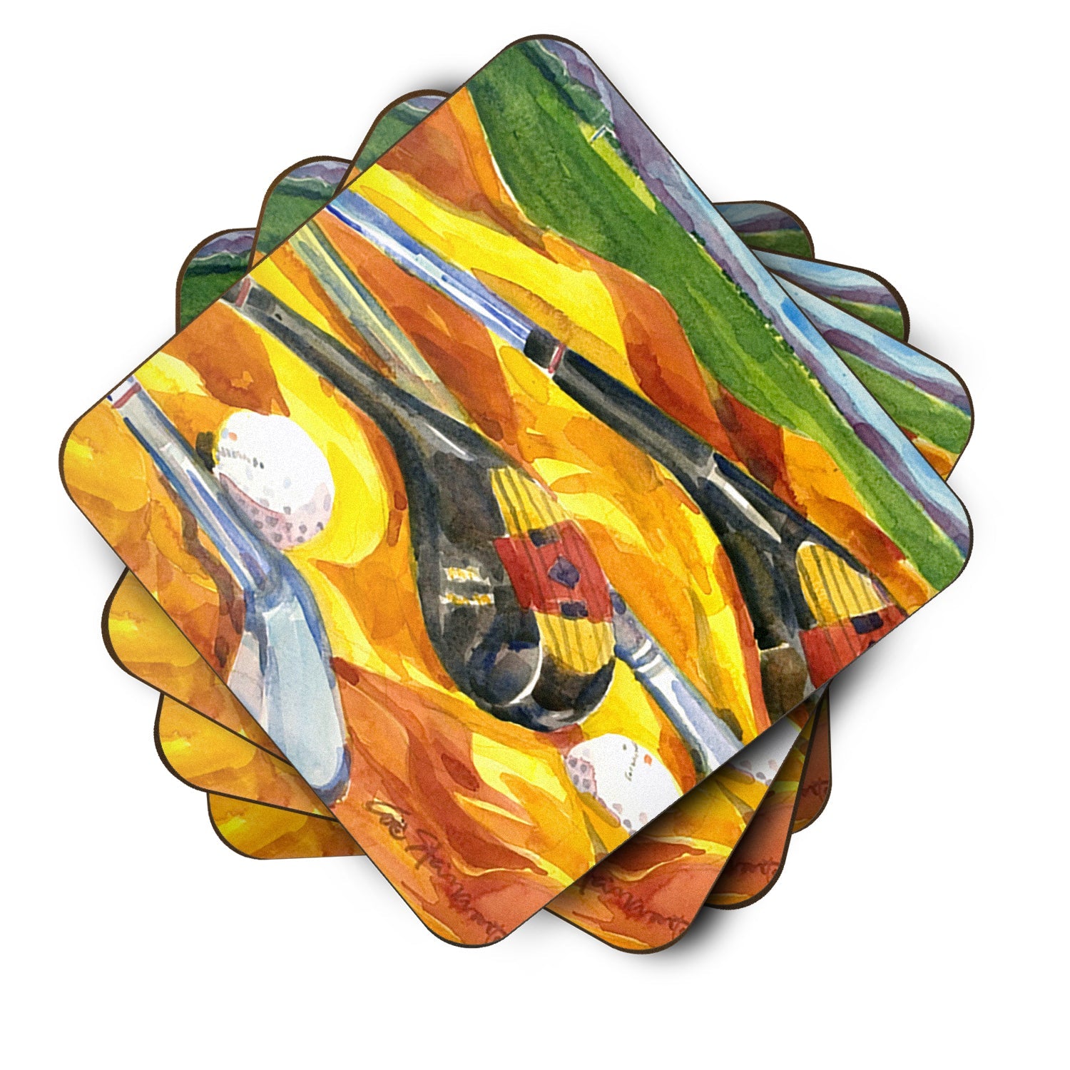 Golf Clubs Golfer Foam Coasters Set of 4 Cup Coasters for Indoor Outdoor, Tabletop Protection, Anti Slip, Mouse pad Material