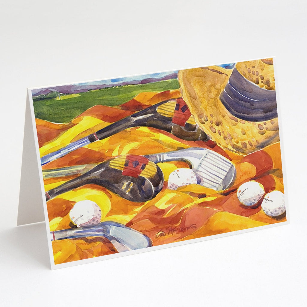 Golf Clubs Golfer Greeting Cards Pack of 8 Blank Cards with Envelopes Whimsical A7 Size 5x7