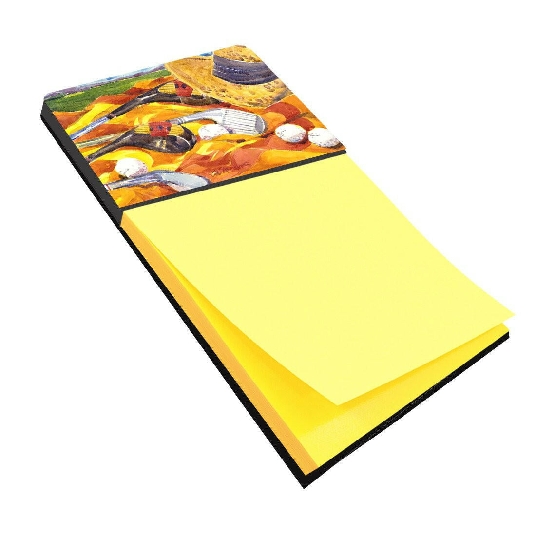 Golf Clubs Golfer Watercolor Sticky Note Holder Refillable Dispenser Desk Accessory 3x3 Pad Gift