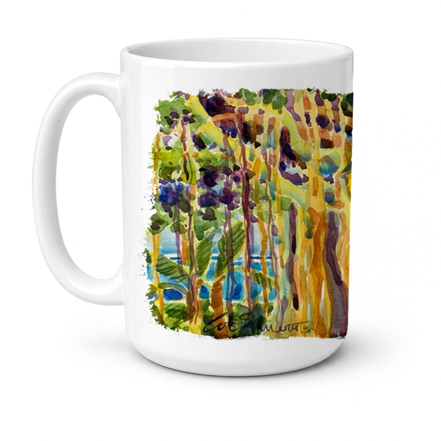 Tree - Banyan Tree Ceramic Coffee Mug 15 oz Decorative Large C Handle Mug Cup for Tea, Cocoa Hot Chocolate