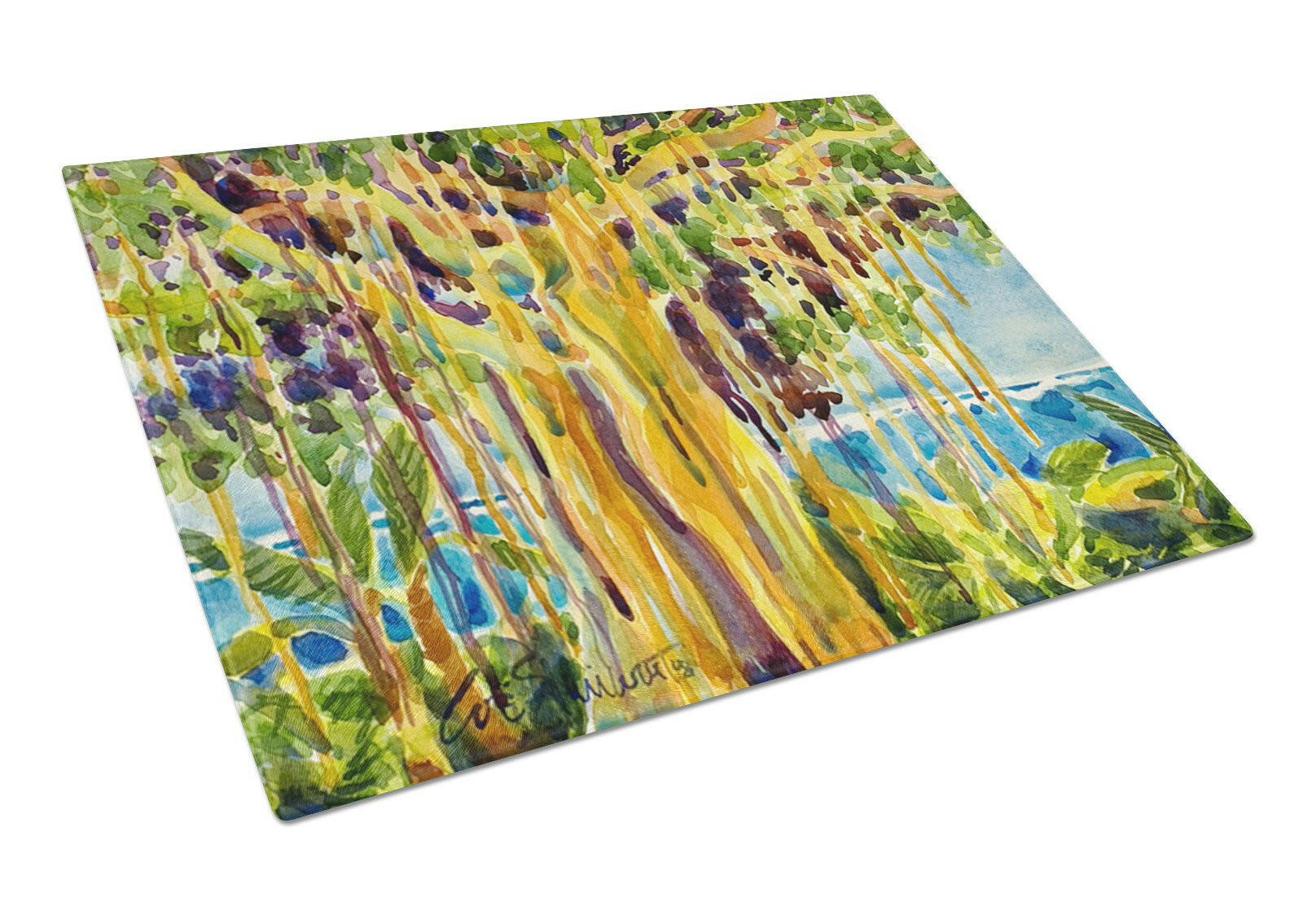 Tree - Banyan Tree Cutting Board Tempered Glass Kitchen Cutting Surface, Heat Resistant Chopping, Non-Slip Feet, Food Prep & Serving