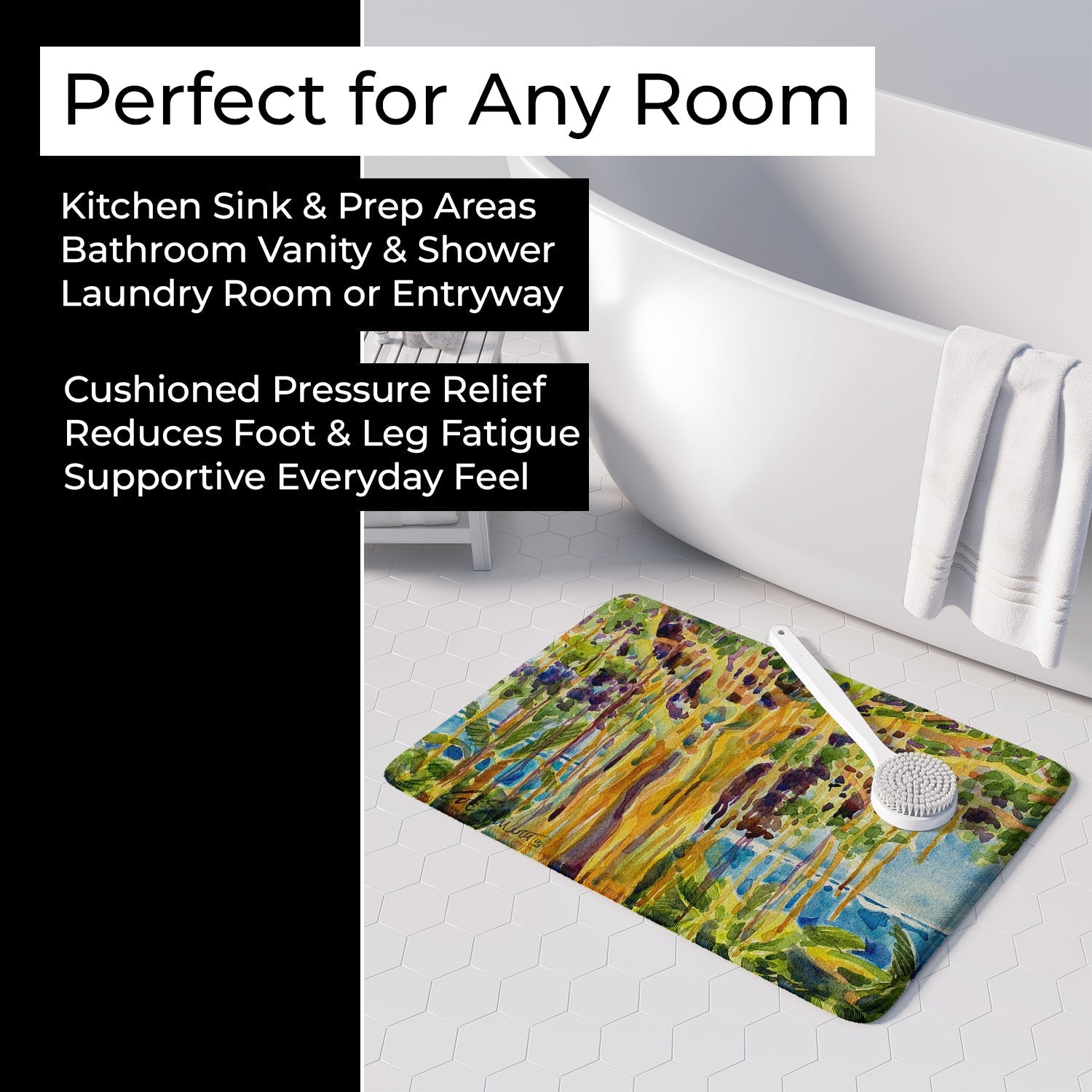 Tree - Banyan Tree Memory Foam Kitchen Mat Machine Washable Anti-Fatigue Cushion Comfort Bath or Kitchen Rug