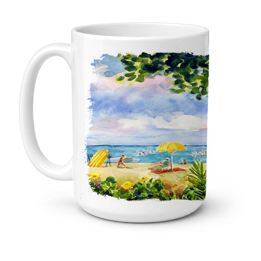 Beach Resort view from the condo Ceramic Coffee Mug 15 oz Decorative Large C Handle Mug Cup for Tea, Cocoa Hot Chocolate