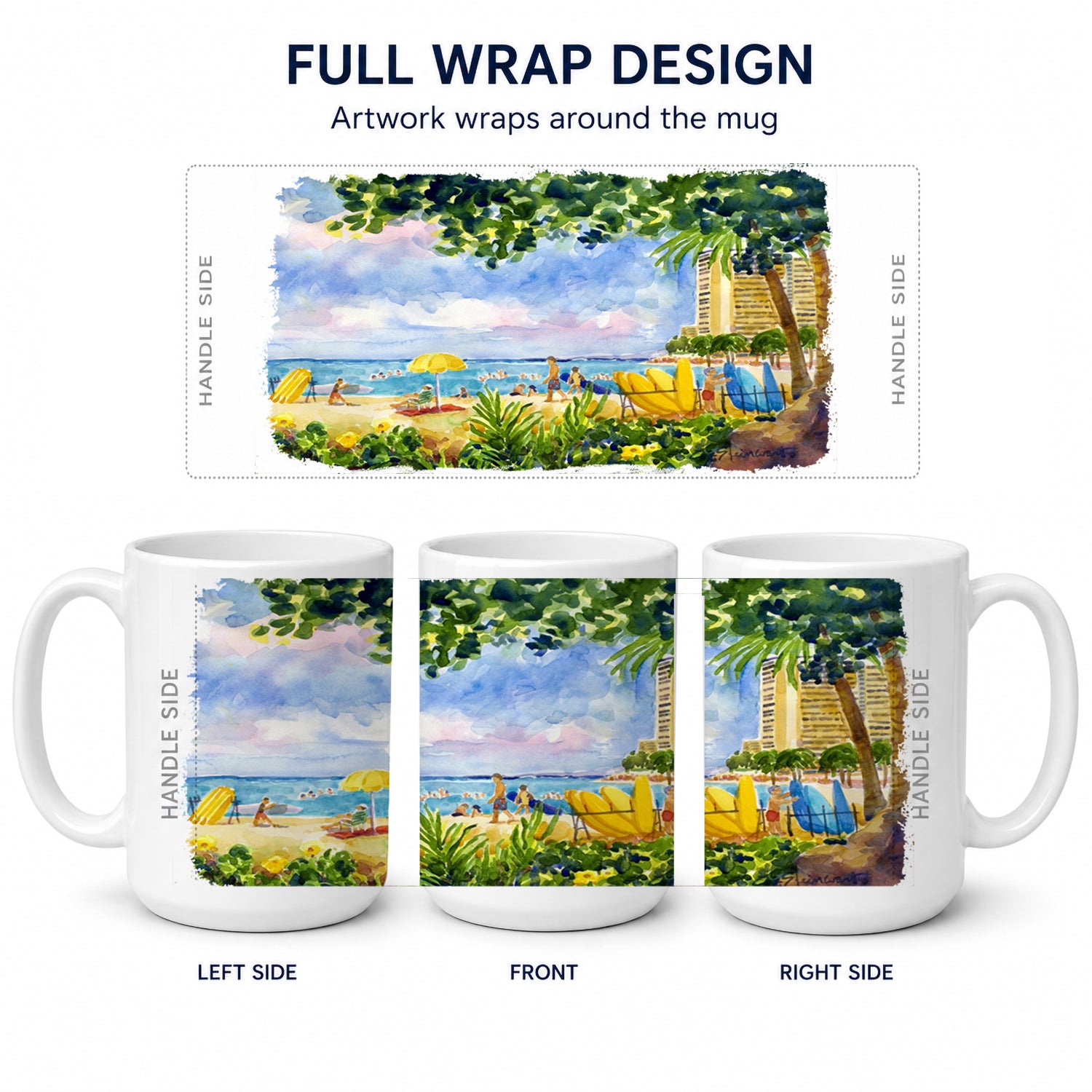 Beach Resort view from the condo Ceramic Coffee Mug 15 oz Decorative Large C Handle Mug Cup for Tea, Cocoa Hot Chocolate
