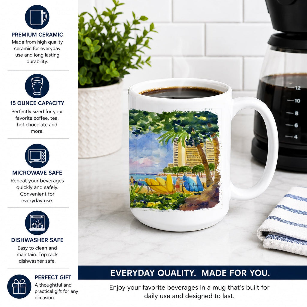 Beach Resort view from the condo Ceramic Coffee Mug 15 oz Decorative Large C Handle Mug Cup for Tea, Cocoa Hot Chocolate