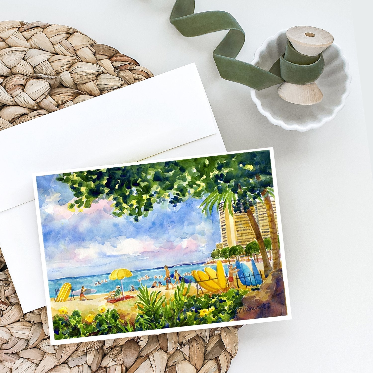 Beach Resort view from the condo Greeting Cards Pack of 8 Blank Cards with Envelopes Whimsical A7 Size 5x7
