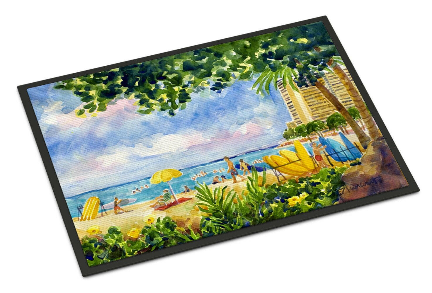 Beach Resort view from the condo Doormat Indoor Outdoor 24H X 36W Front Door Mat Rugs for Entryway, Non Slip Washable Low Pile,