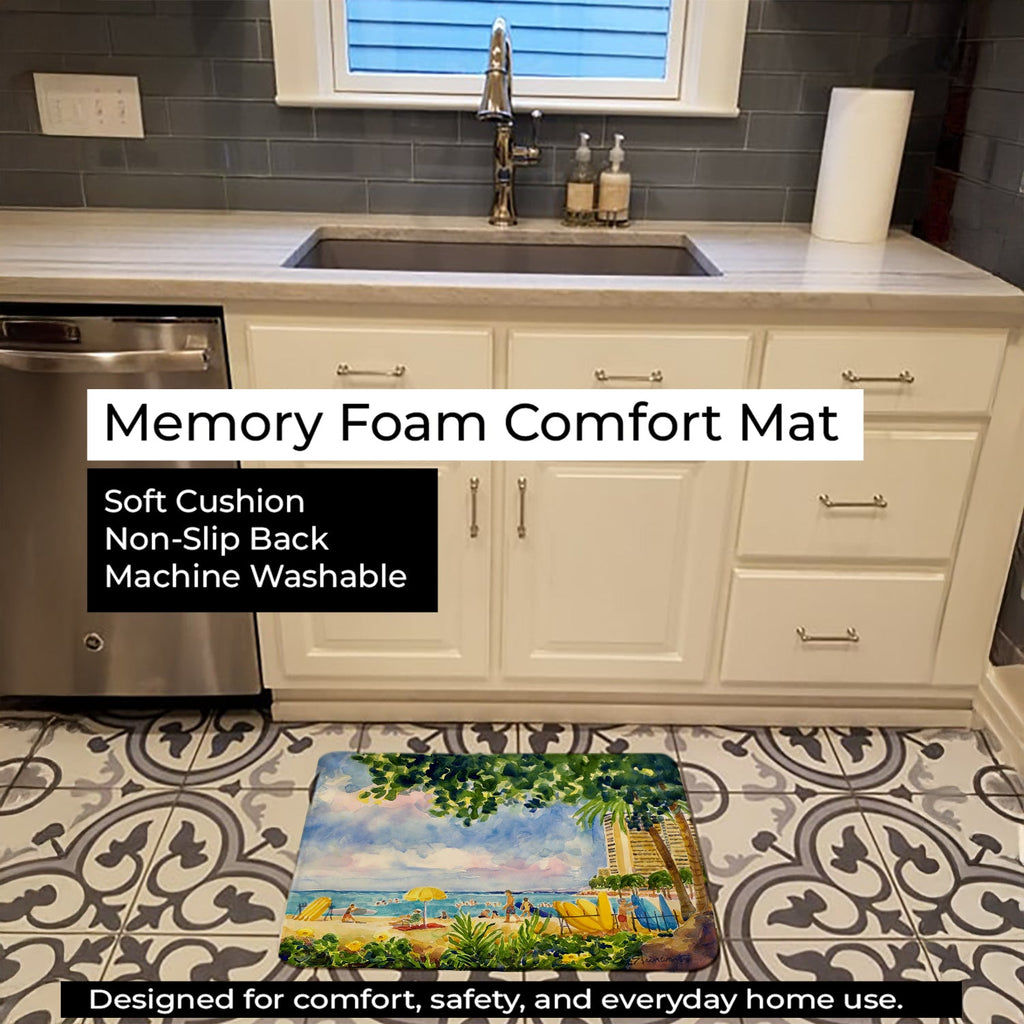 Beach Resort view from the condo Memory Foam Kitchen Mat Machine Washable Anti-Fatigue Cushion Comfort Bath or Kitchen Rug