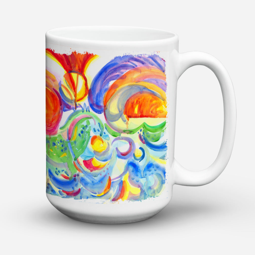 Ceramic Coffee Mug 15 oz Decorative Large C Handle Mug Cup for Tea, Cocoa Hot Chocolate