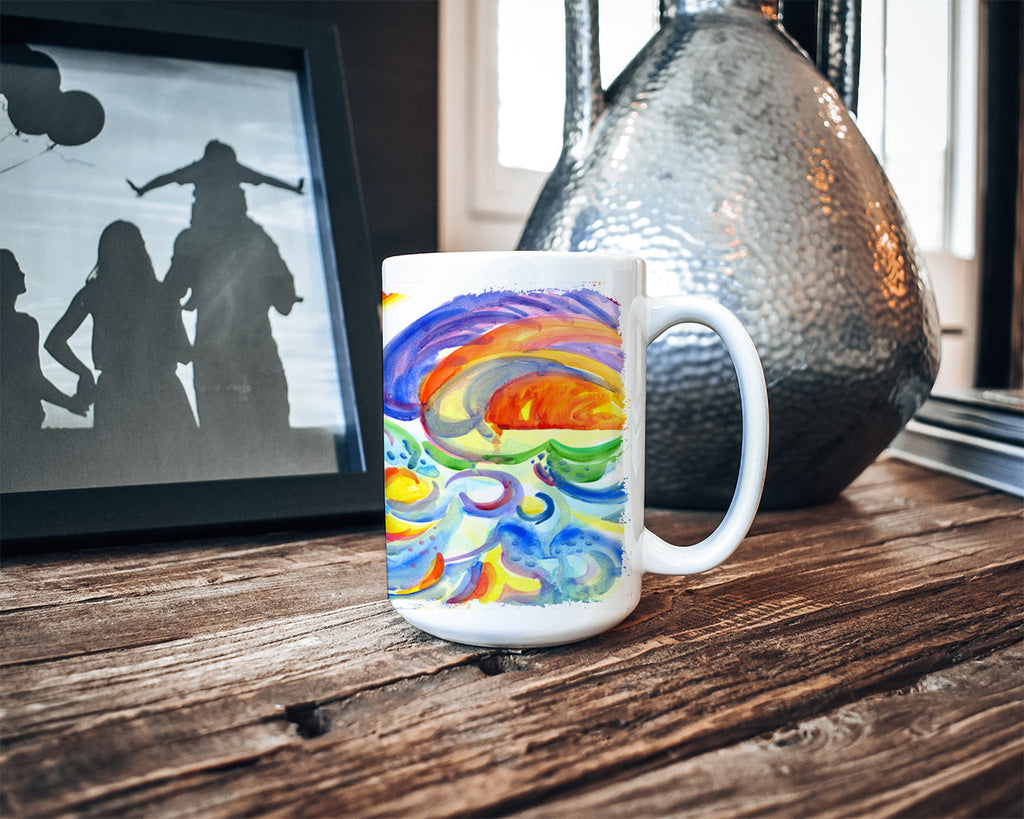 Ceramic Coffee Mug 15 oz Decorative Large C Handle Mug Cup for Tea, Cocoa Hot Chocolate