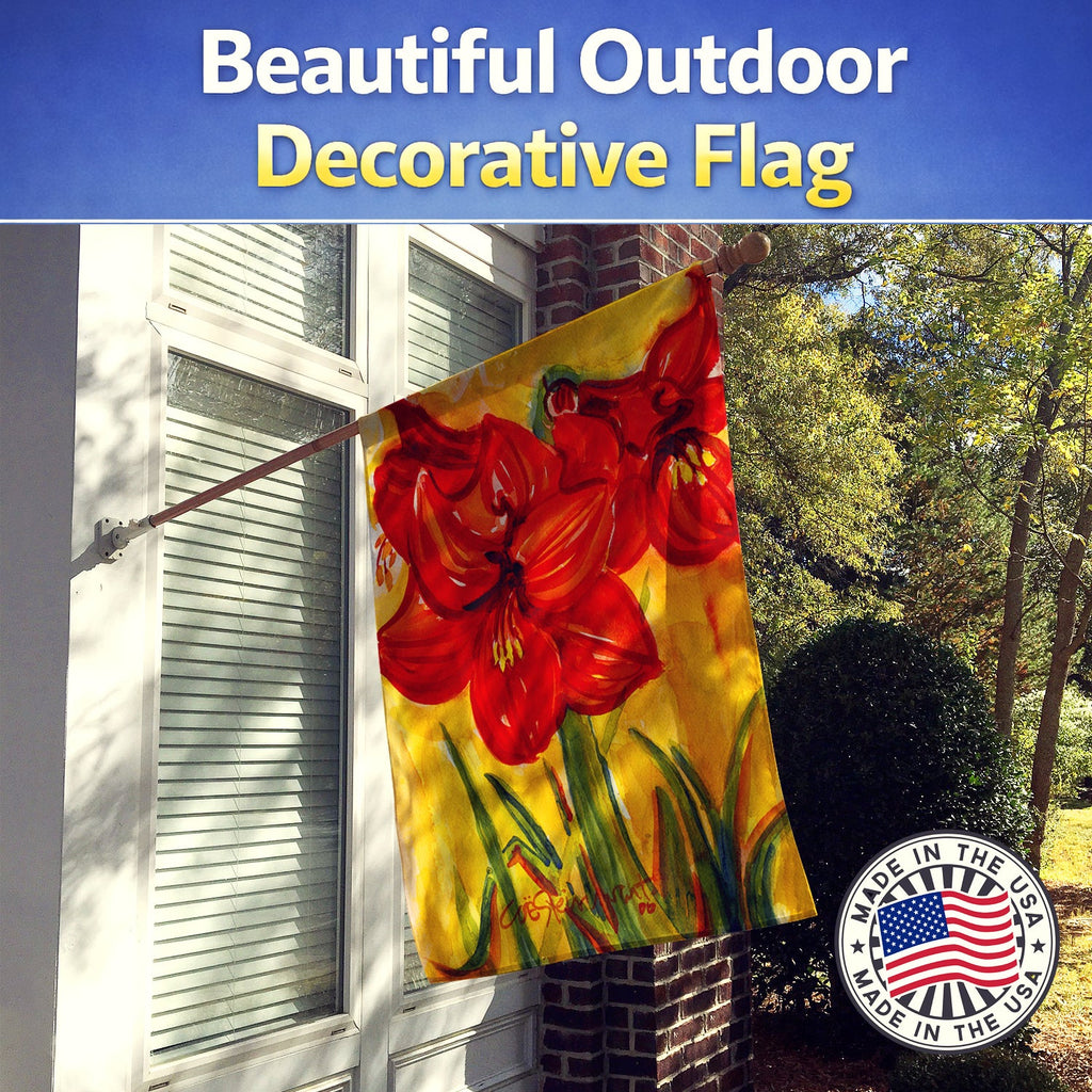 Flower - Amaryllis House Flag 28x40 Porch Sleeve Pole Decorative Outside Yard Banner Artwork Wall Hanging, Polyester