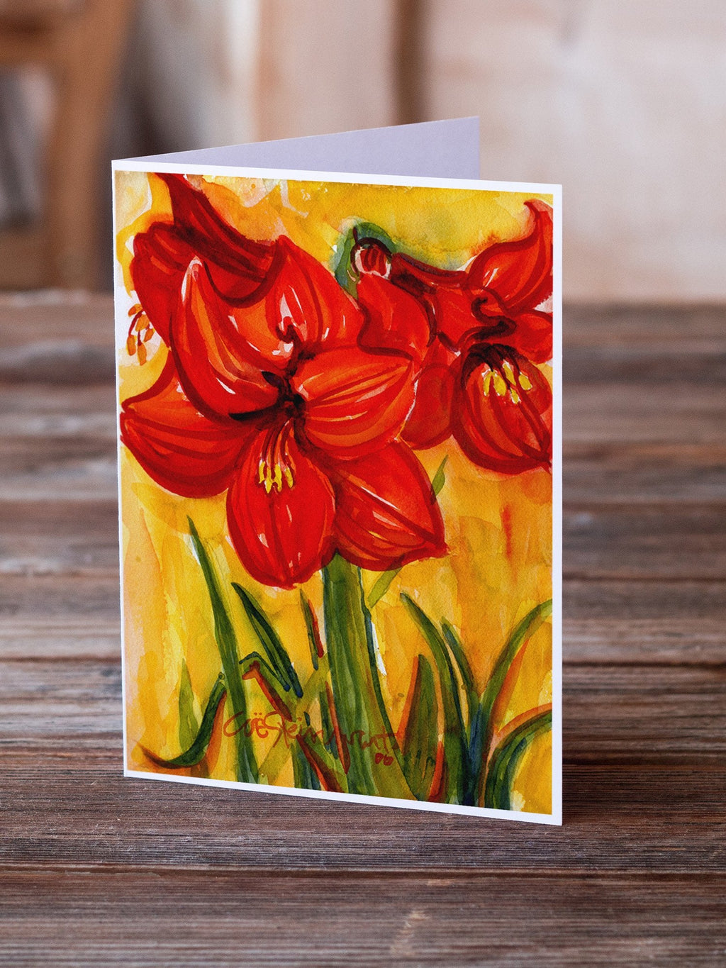 Flower - Amaryllis Greeting Cards Pack of 8 Blank Cards with Envelopes Whimsical A7 Size 5x7