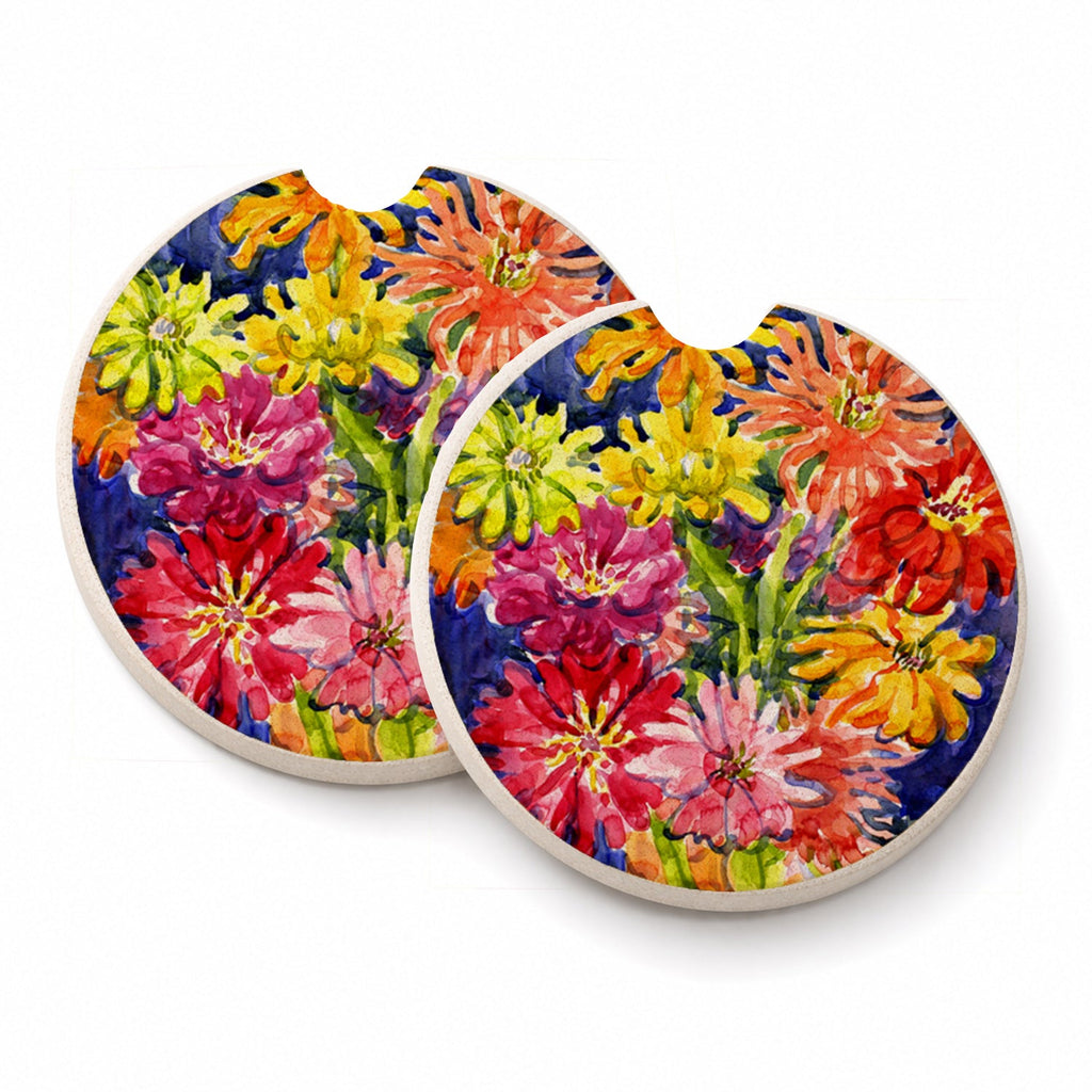 Flower - Gerber Daisies Set of 2 Cup Holder Car Coasters Absorbent Round Sandstone Coasters Gifts for Men or Women, 2.5, Multicolor