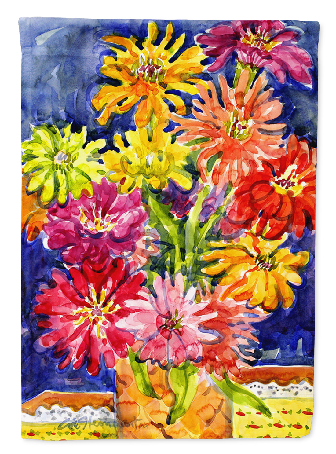 Flower - Gerber Daisies House Flag 28x40 Porch Sleeve Pole Decorative Outside Yard Banner Artwork Wall Hanging, Polyester