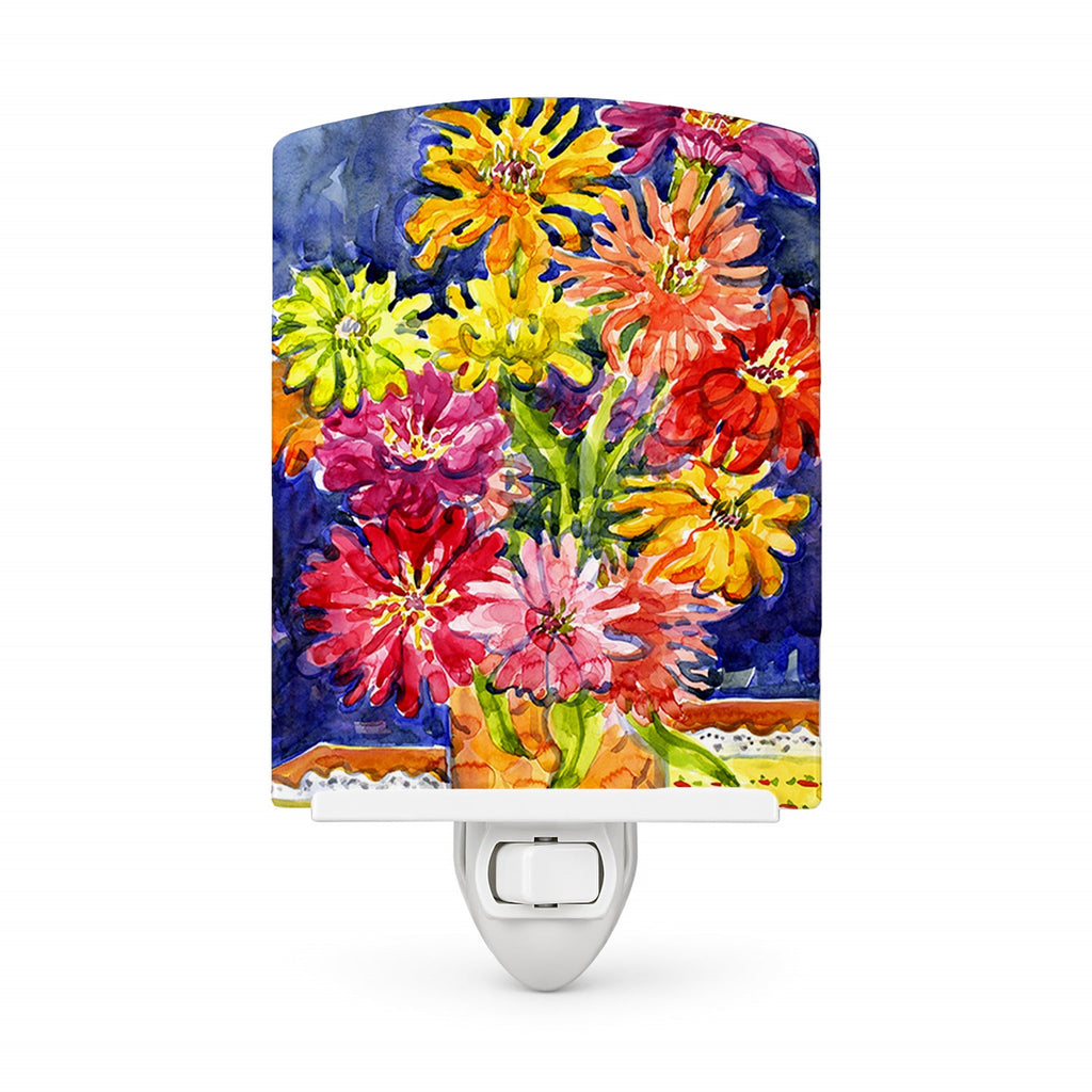 Flower - Gerber Daisies Ceramic Night Light Compact, UL-Certified, Ideal for Bedroom, Bathroom, Nursery, Hallway, Kitchen, 6x4x3, Multicolor