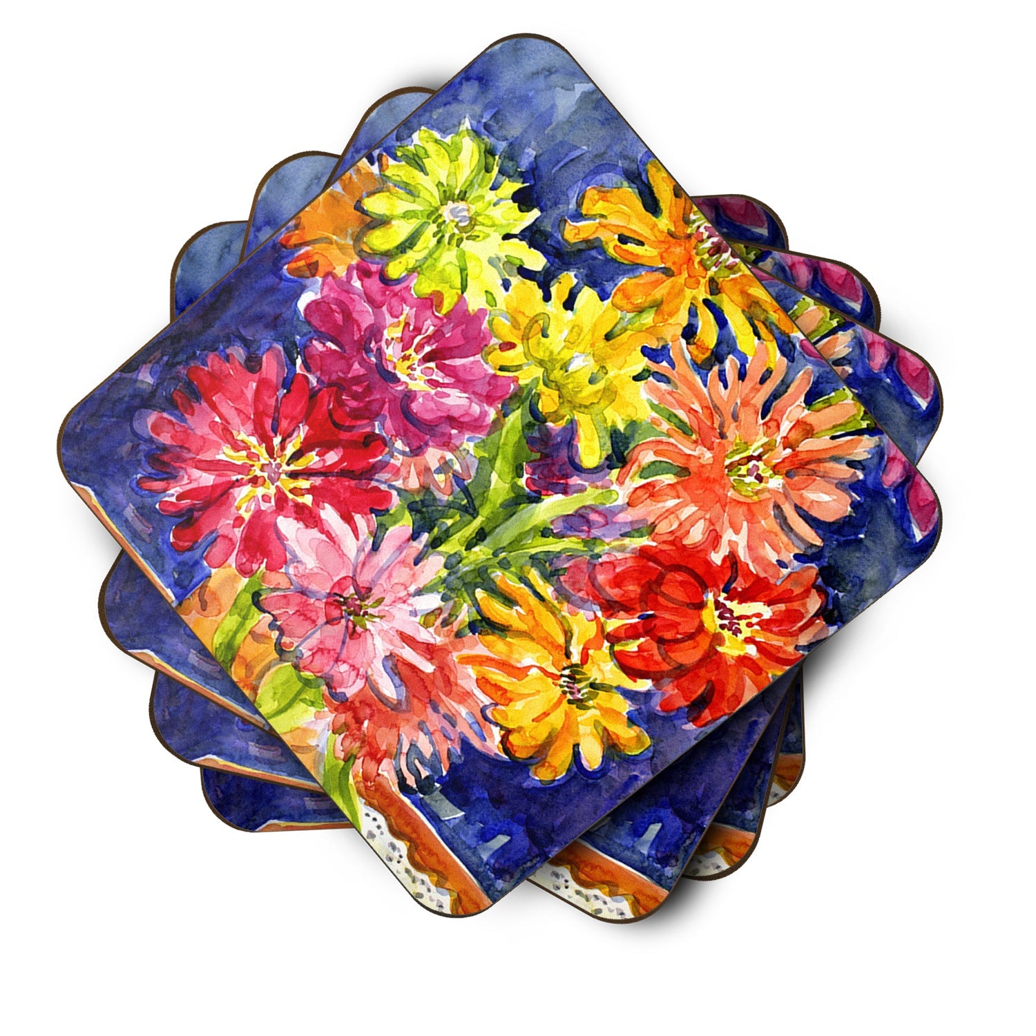 Flower - Gerber Daisies Foam Coasters Set of 4 Cup Coasters for Indoor Outdoor, Tabletop Protection, Anti Slip, Mouse pad Material