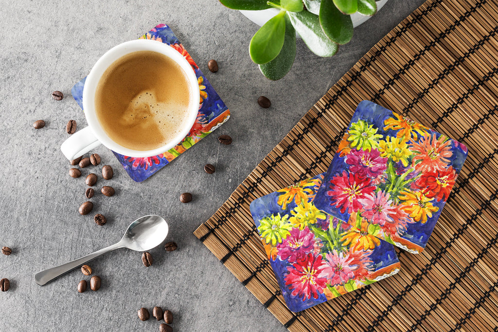 Flower - Gerber Daisies Foam Coasters Set of 4 Cup Coasters for Indoor Outdoor, Tabletop Protection, Anti Slip, Mouse pad Material